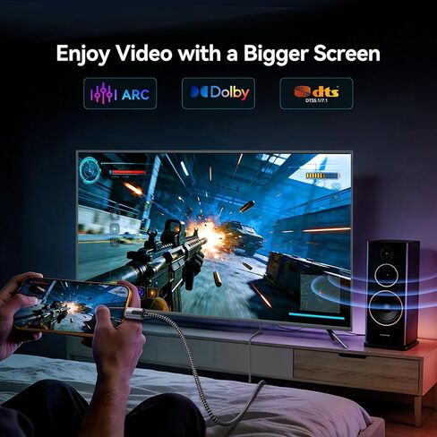 كابل SAMZHE USB C إلى HDMI بطول 5 أقدام، يدعم 8K@60 هرتز، 4K@240 هرتز، سلك مجدول عالي السرعة من النوع C إلى HDMI 2.1، Thunderbolt 3/4/5 متوافق مع سلسلة iPhone 15/16/17، MacBook، iPad، Surface، Galaxy، XPS in Kuwait