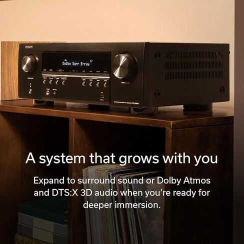 Denon AVR-S980H 7.2-Channel Receiver, Built in Bluetooth and Wi-Fi Plus HEOS Multi-Room Streaming, Dolby Atmos & DTS:X. 90 WPC, 8K/60Hz & 4K/120Hz Video Support, HDMI eARC, Amplifier for Home Audio in Kuwait