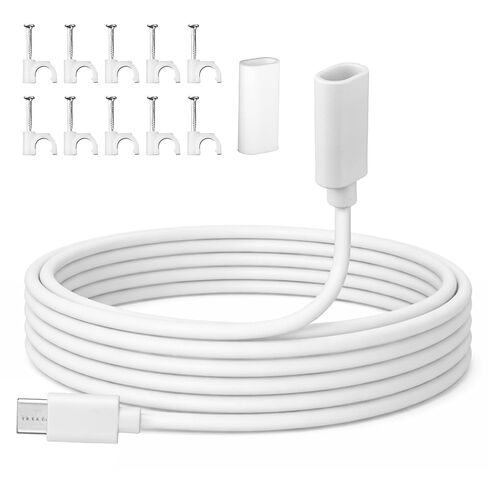 كابل تمديد USB C بطول 6 متر/20 قدم، سلك موسع USB C ذكر إلى أنثى مع مشابك وحافظة مقاومة للماء متوافقة مع كاميرا داخلية قابلة للإمالة 2024 إصدار Mag-Safe Charger iPhone 16/15 in Kuwait