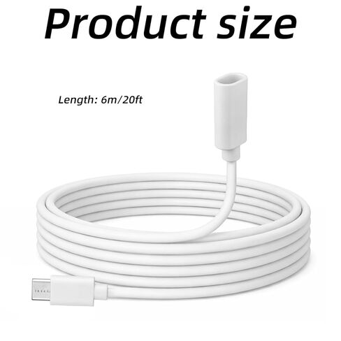 كابل تمديد USB C بطول 6 متر/20 قدم، سلك موسع USB C ذكر إلى أنثى مع مشابك وحافظة مقاومة للماء متوافقة مع كاميرا داخلية قابلة للإمالة 2024 إصدار Mag-Safe Charger iPhone 16/15 in Kuwait