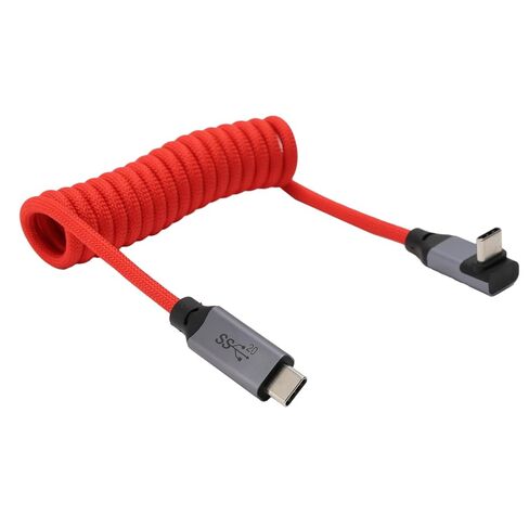 كابل ملفوف USB من النوع C لهاتف iPhone 15 16 17، Canon R5C R6 R7 R8، Sony A1 A9 A7S3 A7M4 A7RC كاميرا Samsung SSD، شاشة، تسجيل فيديو طاقة البيانات، زاوية يمين مستقيمة in Kuwait