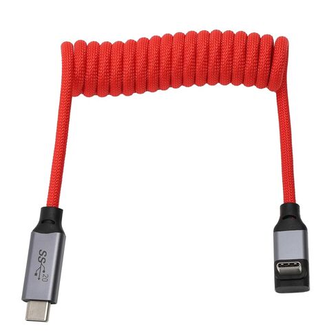 كابل ملفوف USB من النوع C لهاتف iPhone 15 16 17، Canon R5C R6 R7 R8، Sony A1 A9 A7S3 A7M4 A7RC كاميرا Samsung SSD، شاشة، تسجيل فيديو طاقة البيانات، زاوية يمين مستقيمة in Kuwait