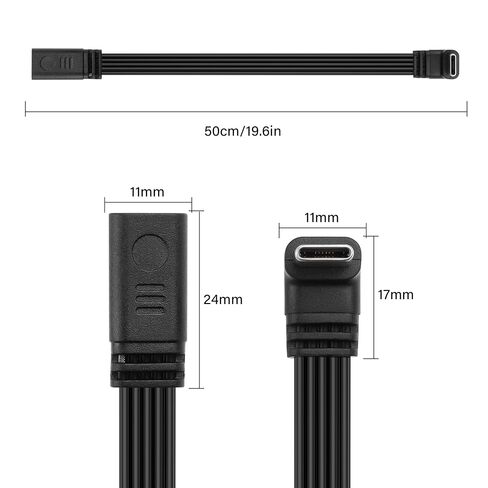 SinLoon 90°Elbow USB C Extension Cable Type-C Flat Silicone Cable USB C Data Cable Male to Female, Efficient Charging and Data Transmission for External SSD, Mobile Phones, Power Banks, and Laptops in Kuwait