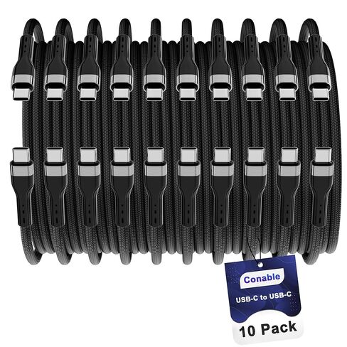 كابل USB من النوع C (2FT، 20 حزمة)، كابل شحن سريع USB-C إلى USB C، متوافق مع iPhone 17 Air 16 15 Plus Pro Max وiPad Pro وGalaxy S25 S24 S23 وCarPlay وLG والمزيد in Kuwait