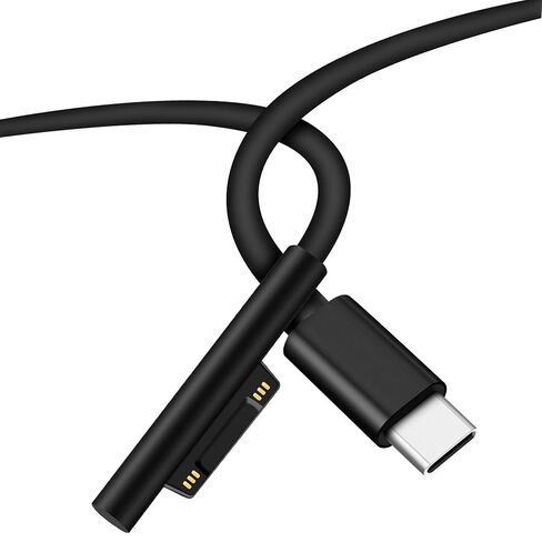 كابل شحن مغناطيسي USB-C ذكر إلى السطح، يدعم PD حتى 45 وات (15 فولت/3 أمبير) شحن سريع، متوافق مع Microsoft Surface Pro 7/6/5/4/3 Go/Book Surface Laptop 4/3/2، 1 متر/3.28 قدم in Kuwait