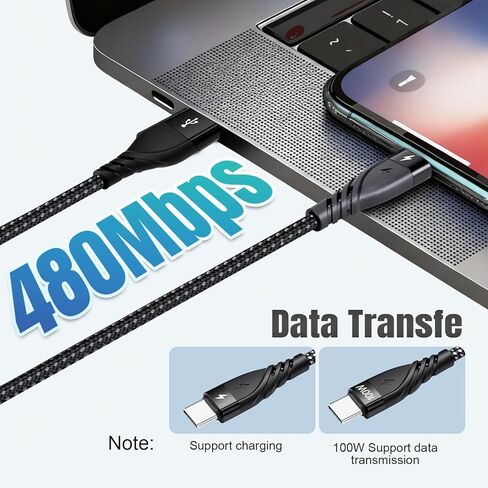 كابل شحن متعدد USB C بقوة 100 واط، USB A/C إلى USB C QC3.0 شحن سريع بطول 4 أقدام، سلك شاحن متعدد 3 في 2، مع 3 موصلات من النوع C متوافقة مع الهواتف المحمولة والأجهزة اللوحية والمزيد in Kuwait