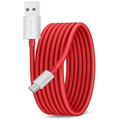 لكابل Oneplus USB C 80 واط للشحن الفائق، 2 حزمة 6.6ft 10A USB A إلى USB-C كابل لـ OnePlus 15/13/12/12R/11 5G/10 Pro/Nord 4، سلك شحن عالي السرعة من النوع C ونقل البيانات، أحمر in Kuwait