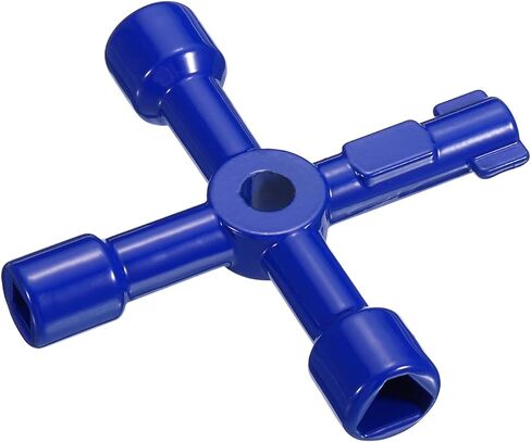 Multi-Functional Universal Cross Key, Zinc Alloy 4 Way Gas Water Meter Key Wrench for Electric Cabinet Plumbing Valve, Blue in Kuwait