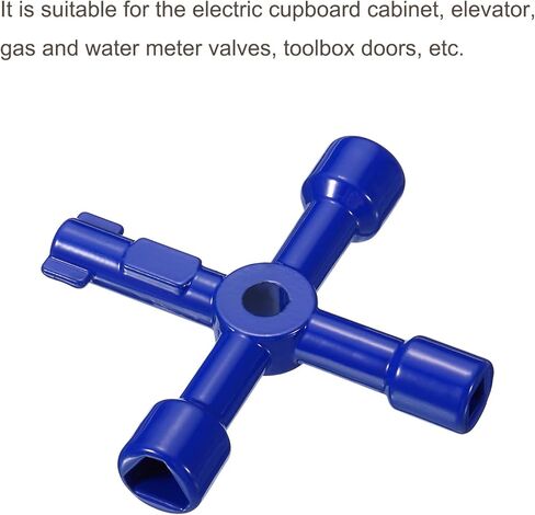 Multi-Functional Universal Cross Key, Zinc Alloy 4 Way Gas Water Meter Key Wrench for Electric Cabinet Plumbing Valve, Blue in Kuwait