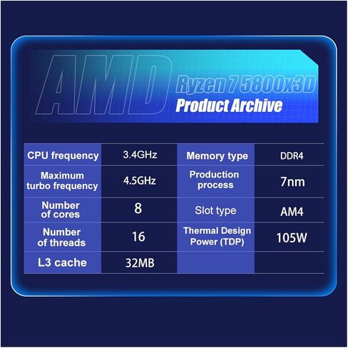 معالج وحدة المعالجة المركزية AR 7 5800X3D R7 3.4 جيجا هرتز 8 النواة 16 موضوع 7NM L3 = 96M 100-000000651 المقبس AM4 in Kuwait