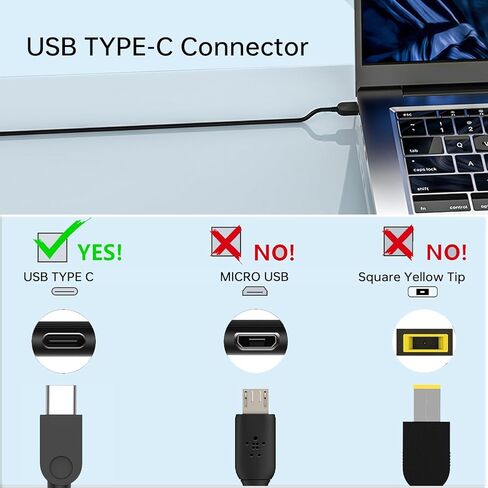 100W USB Type C Laptop Charger for Lenovo Yoga Slim 7 Pro, IdeaPad 5 Pro16 ThinkPad 15 16 X280, Compatible P/N: ADL100YLC3A 5A11J62105 SA11D52396 Power Supply Adapter in Kuwait