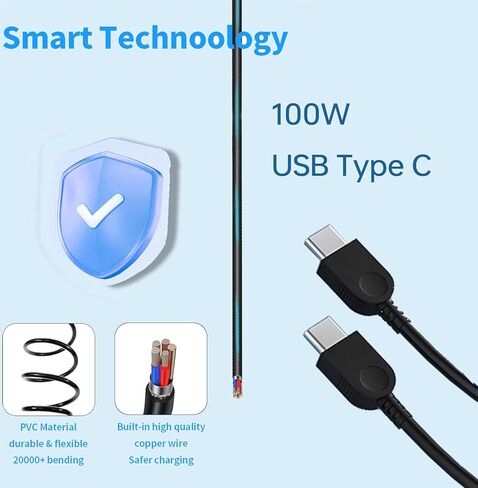 100W USB Type C Laptop Charger for Lenovo Yoga Slim 7 Pro, IdeaPad 5 Pro16 ThinkPad 15 16 X280, Compatible P/N: ADL100YLC3A 5A11J62105 SA11D52396 Power Supply Adapter in Kuwait