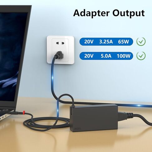 100W USB Type C Laptop Charger for Lenovo Yoga Slim 7 Pro, IdeaPad 5 Pro16 ThinkPad 15 16 X280, Compatible P/N: ADL100YLC3A 5A11J62105 SA11D52396 Power Supply Adapter in Kuwait