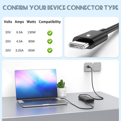 شاحن كمبيوتر محمول USB C بقدرة 130 واط متوافق مع Dell Dell XPS 15 16 17 9520 9530 9640 9700 9710 9720 2in1، Precision 5550 5560 5570 5690 7680، Latitude 7410 7310 7210 9410 9510، سلك طاقة بطول 11 قدم in Kuwait