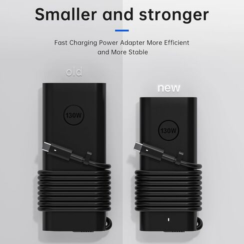 محول تيار متردد بقدرة 130 وات USB C لشاحن الكمبيوتر المحمول Dell - مزود طاقة شحن سريع متوافق مع Dell XPS 15/17، سلسلة Precision 5000/3000، سلسلة Latitude 9000/7000/5000 in Kuwait