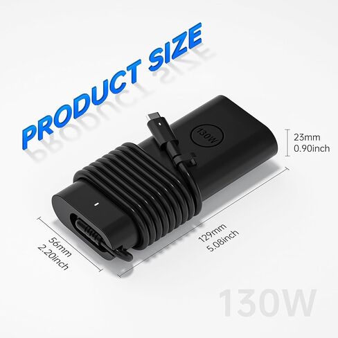 محول تيار متردد بقدرة 130 وات USB C لشاحن الكمبيوتر المحمول Dell - مزود طاقة شحن سريع متوافق مع Dell XPS 15/17، سلسلة Precision 5000/3000، سلسلة Latitude 9000/7000/5000 in Kuwait