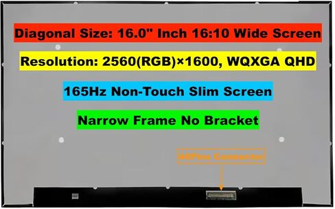 بديل شاشة EM EMAJOR TECH الجديدة لجهاز Lenovo FRU 5D11L55814 2560X1600 QHD 165 هرتز شاشة LCD LED غير تعمل باللمس مع مجموعة من الأشرطة والأدوات in Kuwait