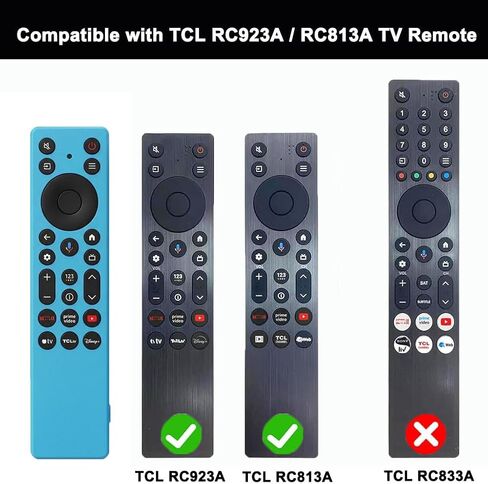 2 Pack TOKERSE Case for TCL RC923A / RC813A Remote, Cover Compatible with TCL RC923A FMB1 / RC813A 2025 TV Remote Anti Slip Shockproof Silicone Sleeve with Lanyard Glow in The Dark - Blue Green in Kuwait