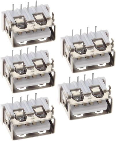 PCB USB Connector Type A Female Jack 4 Pin Short Body 10mm Front 2 Foot 90 Degree No-Edge 6.5mm 5Pcs,WuJuntool in Kuwait