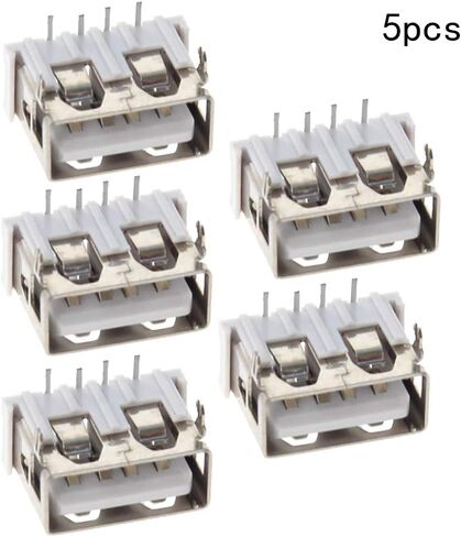 PCB USB Connector Type A Female Jack 4 Pin Short Body 10mm Front 2 Foot 90 Degree No-Edge 6.5mm 5Pcs,WuJuntool in Kuwait