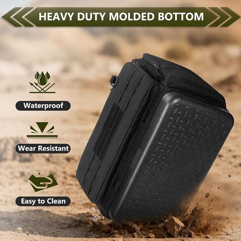 GOBUROS Tactical Gun Range Duffle Bag with Molded Bottom for 6 Handguns, Soft Pistol Case with 8X Magazine Slot, Large Gun Carrying Bag for Shooting Gear Accessories Ammo Storage Bag with Molle System in Kuwait