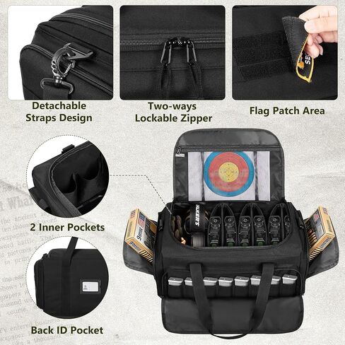 GOBUROS Tactical Gun Range Duffle Bag with Molded Bottom for 6 Handguns, Soft Pistol Case with 8X Magazine Slot, Large Gun Carrying Bag for Shooting Gear Accessories Ammo Storage Bag with Molle System in Kuwait
