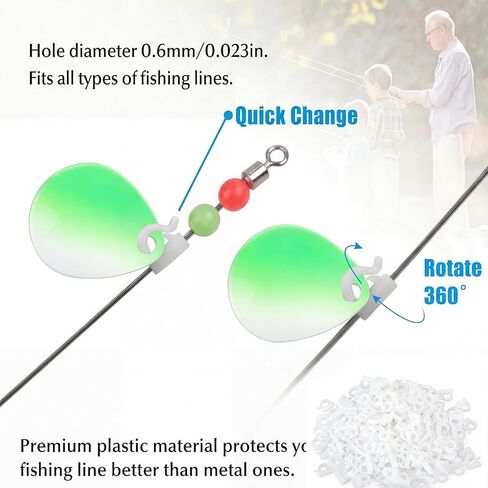 240 Pcs Fishing Kits 40 Pcs Spinner Blades and 200 White Quick Change Spinner Clevis Rotating Blade Bait Set in Assorted Colors for DIY Lure Making Walleye Rig Salmon Trout Bass Fishing in Kuwait