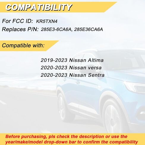 Vurkcy Key Fob Replacement for 2019-2023 Nissan Altima/ 20-23 Versa Sentra Car Keyless Entry Remote Control, KR5TXN4, 5 Buttons in Kuwait