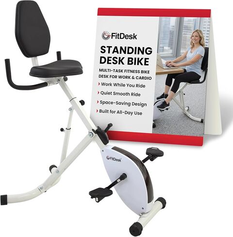 FitDesk Desk Bike 3.0 - Folding Exercise Bike for Work from Home Fitness, Stationary Bike and Desk Exercise Equipment with Built-in Tablet Holder, Bike Desk Workout Equipment, Fully Adjustable & Lightweight in Kuwait