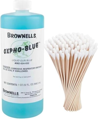 Brownels Oxpho-Blue Liquid Blue, Cold Bluing Solution / 100 Cleaning swabs, Professional Grade, 32 oz New Version in Kuwait