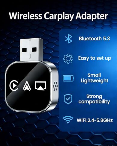 Mini Wireless Carplay Adapter for iPhone 3 in 1 Car Play Dongle Wired to Wireless Screen Mirror Accessories Converts Fast Auto Connect No Audio Delay Bluetooth 5.3 & 5ghz Wi-Fi - Plug & Play (2PCS) in Kuwait