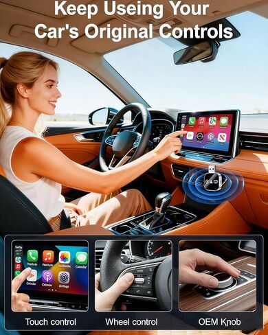 Mini Wireless Carplay Adapter for iPhone 3 in 1 Car Play Dongle Wired to Wireless Screen Mirror Accessories Converts Fast Auto Connect No Audio Delay Bluetooth 5.3 & 5ghz Wi-Fi - Plug & Play (2PCS) in Kuwait