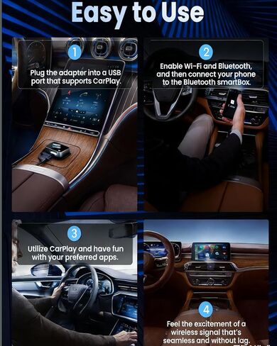 Mini Wireless Carplay Adapter for iPhone 3 in 1 Car Play Dongle Wired to Wireless Screen Mirror Accessories Converts Fast Auto Connect No Audio Delay Bluetooth 5.3 & 5ghz Wi-Fi - Plug & Play (2PCS) in Kuwait