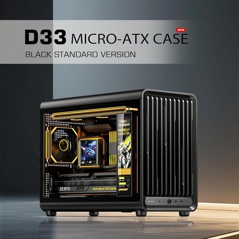JONSBO D33 Black Micro ATX PC Case,High Airflow MATX case with Tempered Glass Panel,9 Fan Positions,High Compatibility,Supports MATX BTF MB, 435mm GPU/360AIO/172mm Air Cooler,ATX/SFX PSU,Black in Kuwait