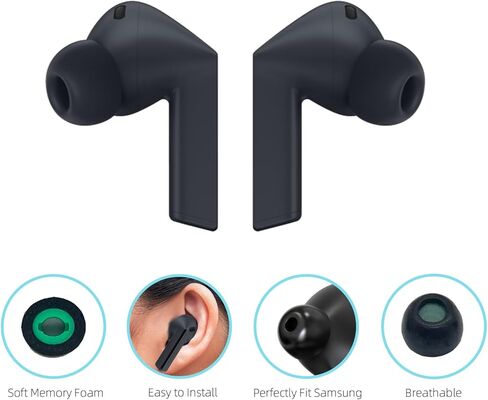 أطراف أذن من إسفنج الذاكرة مع شبكة غبار لسماعات الأذن Samsung Galaxy Buds 3 FE، طرف أذن بديل مضاد للانزلاق، بدون ألم من السيليكون، تناسب علبة الشحن، 3 أزواج (SML) in Kuwait
