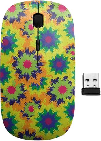 2.4GHz USB Wireless Mouse, Tie Dye Repeating Pattern, Ergonomic Slim Computer Mice for Kids in Kuwait