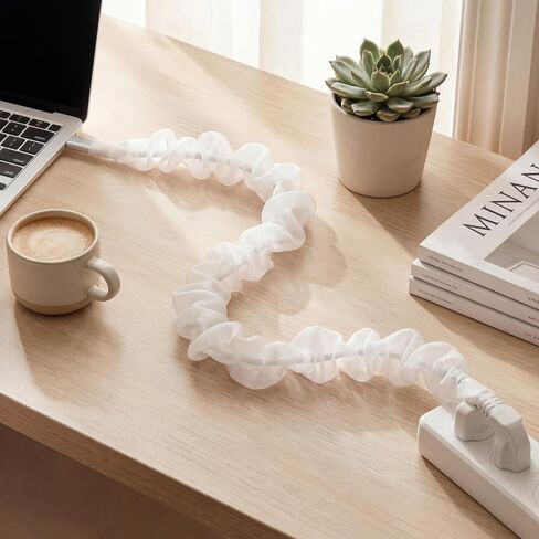 9 ft Decorative Fabric Cord Cover Organza Fabric Cord Cover for Wires Fabrics Cable Sleeve TV Computer Phone Charger Lamps Home & Office Cable Management in Kuwait