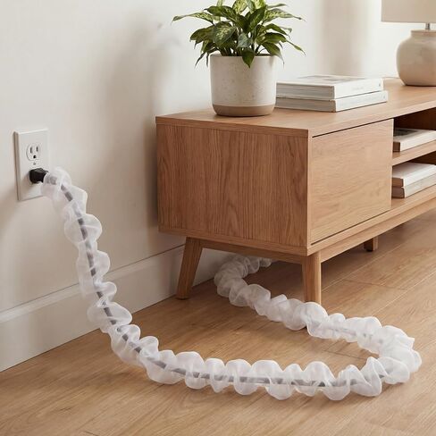 9 ft Decorative Fabric Cord Cover Organza Fabric Cord Cover for Wires Fabrics Cable Sleeve TV Computer Phone Charger Lamps Home & Office Cable Management in Kuwait