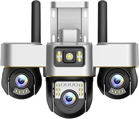 8K 15MP 3-Lens PTZ Camera - Outdoor 3-Screen Security | 360° View | Wireless Surveillance (V380 Pro)(UK Plug,WiFi Camera 128G) in Kuwait