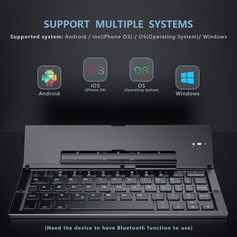 Mini Travel Wireless Keyboard Compatible with Samsung Galaxy S22/S22+/S22FE/5G/Plus/Ultra/Fan Edition Built-in Phone Holder/Stand-Ultra Slim Folding Rechargeable Full Size Keyboard! in Kuwait