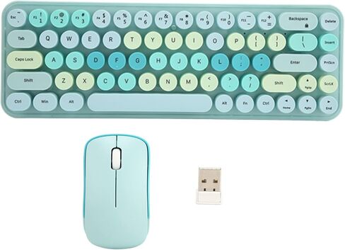 مجموعة ماوس لوحة المفاتيح اللاسلكية الرجعية، 2.4G استهلاك منخفض 68 مفتاحًا تصميم ABS Dot Keycap مع ماوس صامت 3 مستويات حساسية، للكمبيوتر 7 8 10 (موضوع وردي) in Kuwait