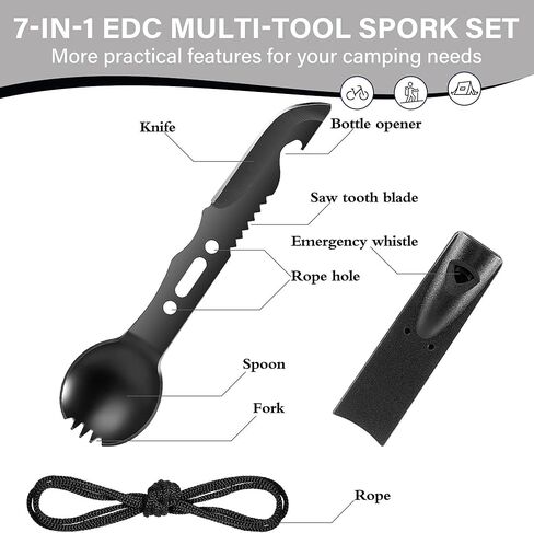هدايا للرجال - أدوات تخييم متعددة - هدية عيد ميلاد فريدة للرجال EDC Spork، حشوة تخزين مبتكرة لعيد الميلاد على شكل فيل أبيض يقدم عيد الحب فكرة أداة صغيرة، هدية سانتا السرية الرائعة له in Kuwait