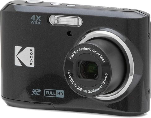 كاميرا Kodak PIXPRO FZ45 رقمية 16 ميجابكسل، تكبير بصري 4X 27 مم زاوية واسعة 1080 بكسل فيديو عالي الدقة 2.7 بوصة كاميرا LCD (أسود) + حافظة مبطنة + بطاقة 64 جيجابايت + قطعة قماش للتنظيف in Kuwait
