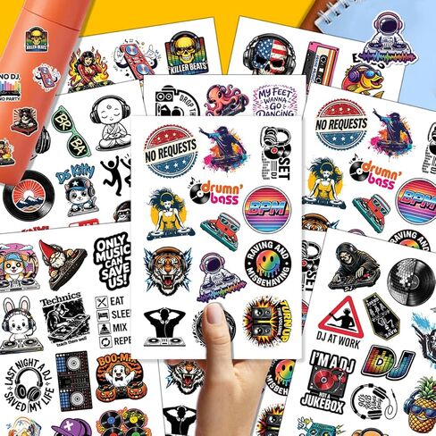 100PCS DJ Stickers – EDM Rave Music Vinyl Waterproof Stickers for Laptop, Water Bottle, Music Lovers in Kuwait