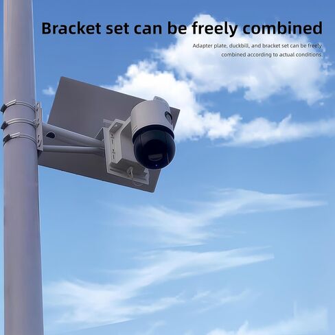 دعامة تثبيت لكاميرات المراقبة CCTV - حامل على الحائط/القطب مع حامل لوحة شمسية، كاميرا مزدوجة متوافقة، هيكل حامل ثلاثي القوائم من الفولاذ عالي التحمل، متضمنة مشابك خرطوم من الفولاذ المقاوم للصدأ مقاس 30 سم in Kuwait