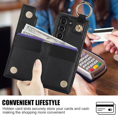 Asuwish Phone Case for Samsung Galaxy Z Fold 6 5G 2024 Wallet Cover with S Pen SPen Slot Credit Card Holder Stand Slim Rugged Mobile Purse Ring Cell Accessories ZFold6 Z6 G Fold6 6Z Women Men Black in Saudi Arabia