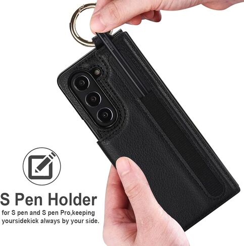 Asuwish Phone Case for Samsung Galaxy Z Fold 6 5G 2024 Wallet Cover with S Pen SPen Slot Credit Card Holder Stand Slim Rugged Mobile Purse Ring Cell Accessories ZFold6 Z6 G Fold6 6Z Women Men Black in Saudi Arabia