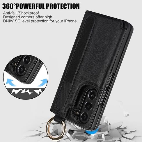 Asuwish Phone Case for Samsung Galaxy Z Fold 6 5G 2024 Wallet Cover with S Pen SPen Slot Credit Card Holder Stand Slim Rugged Mobile Purse Ring Cell Accessories ZFold6 Z6 G Fold6 6Z Women Men Black in Saudi Arabia