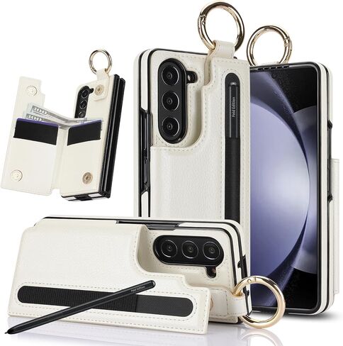 Asuwish Phone Case for Samsung Galaxy Z Fold 6 5G 2024 Wallet Cover with S Pen SPen Slot Credit Card Holder Stand Slim Rugged Mobile Purse Ring Cell Accessories ZFold6 Z6 G Fold6 6Z Women Men Black in Saudi Arabia