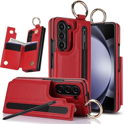 Asuwish Phone Case for Samsung Galaxy Z Fold 6 5G 2024 Wallet Cover with S Pen SPen Slot Credit Card Holder Stand Slim Rugged Mobile Purse Ring Cell Accessories ZFold6 Z6 G Fold6 6Z Women Men Black in Saudi Arabia